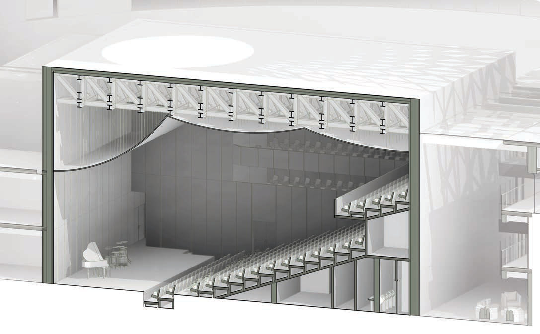 Sectional perspective of the auditorium